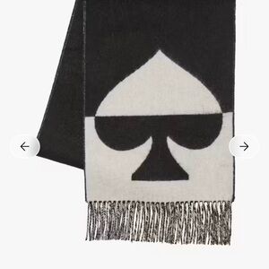 kate spade ♠️ Black and White Spade Design Scarf|Wool and Cashmere, NWOT